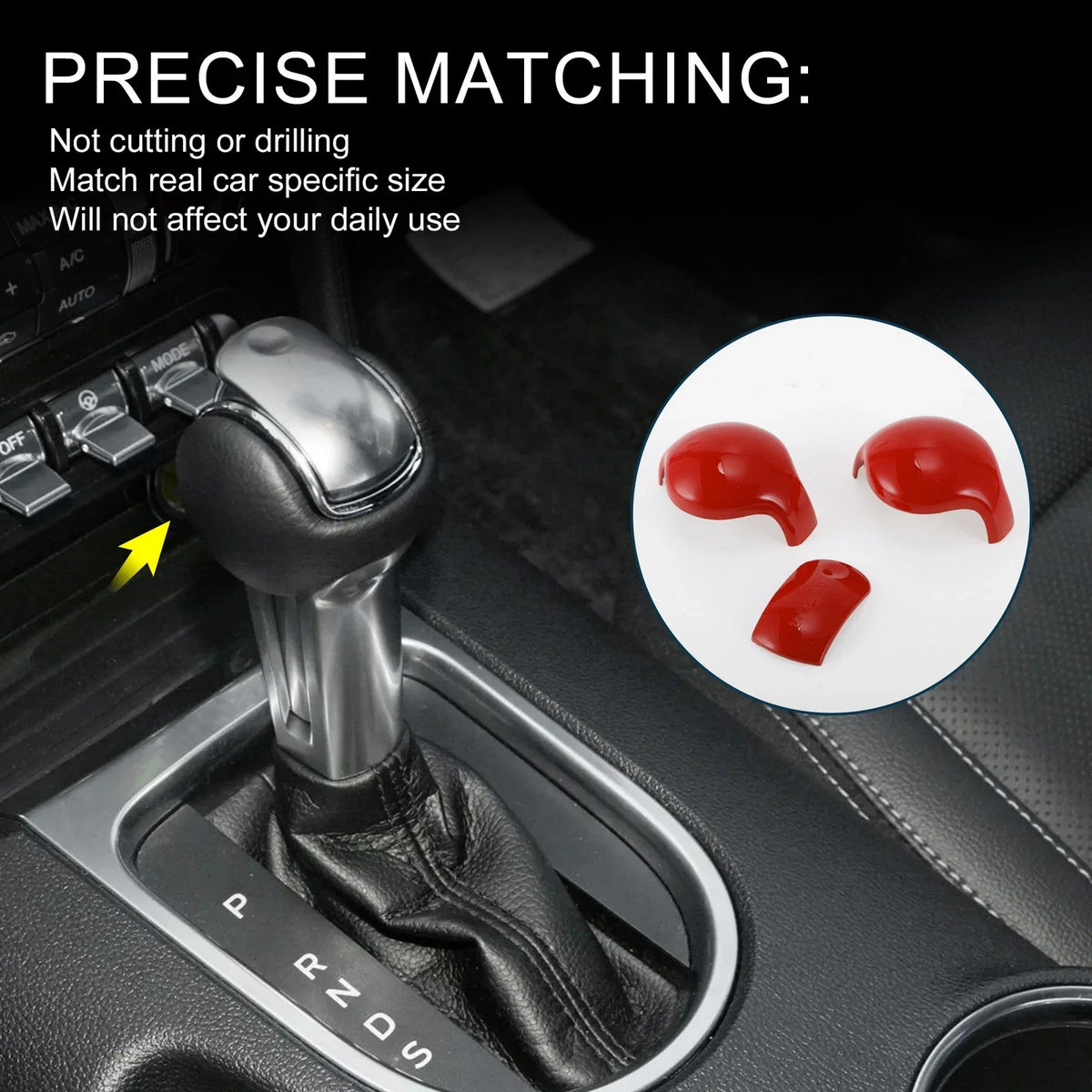 Gear Shift Knob Decorator Cover for Ford Mustang (2015–2023) Red