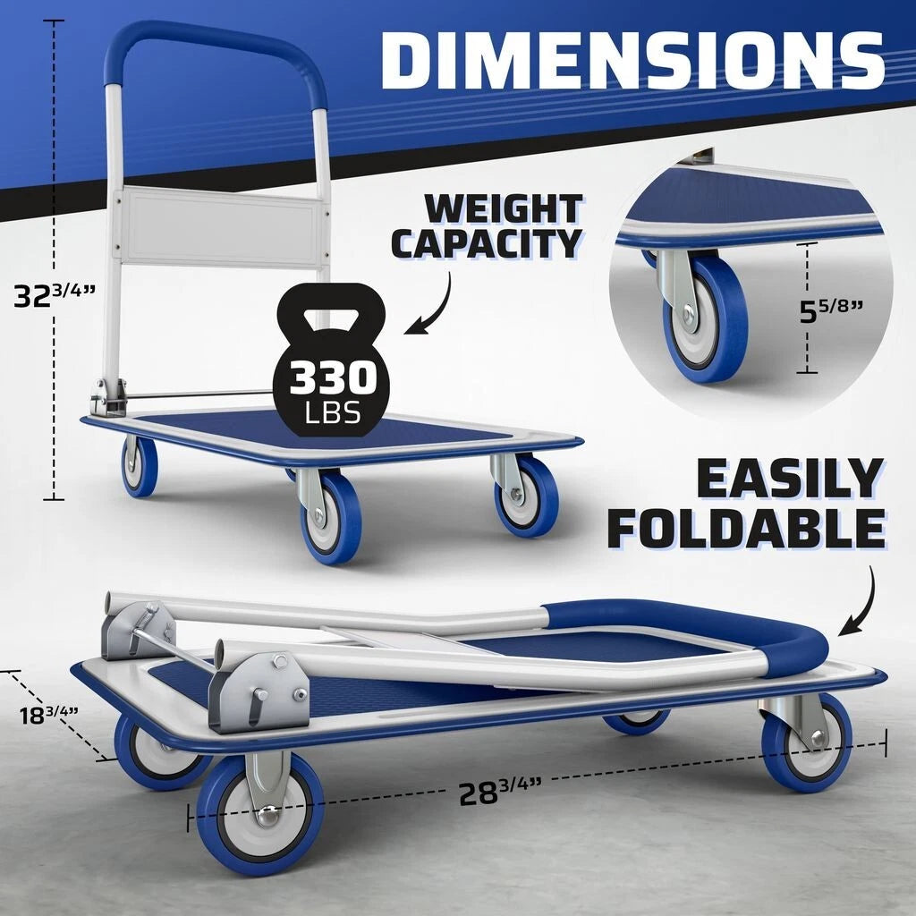 Folding Hand Truck Dolly Cart for Luggage Moving (330lbs Capacity)