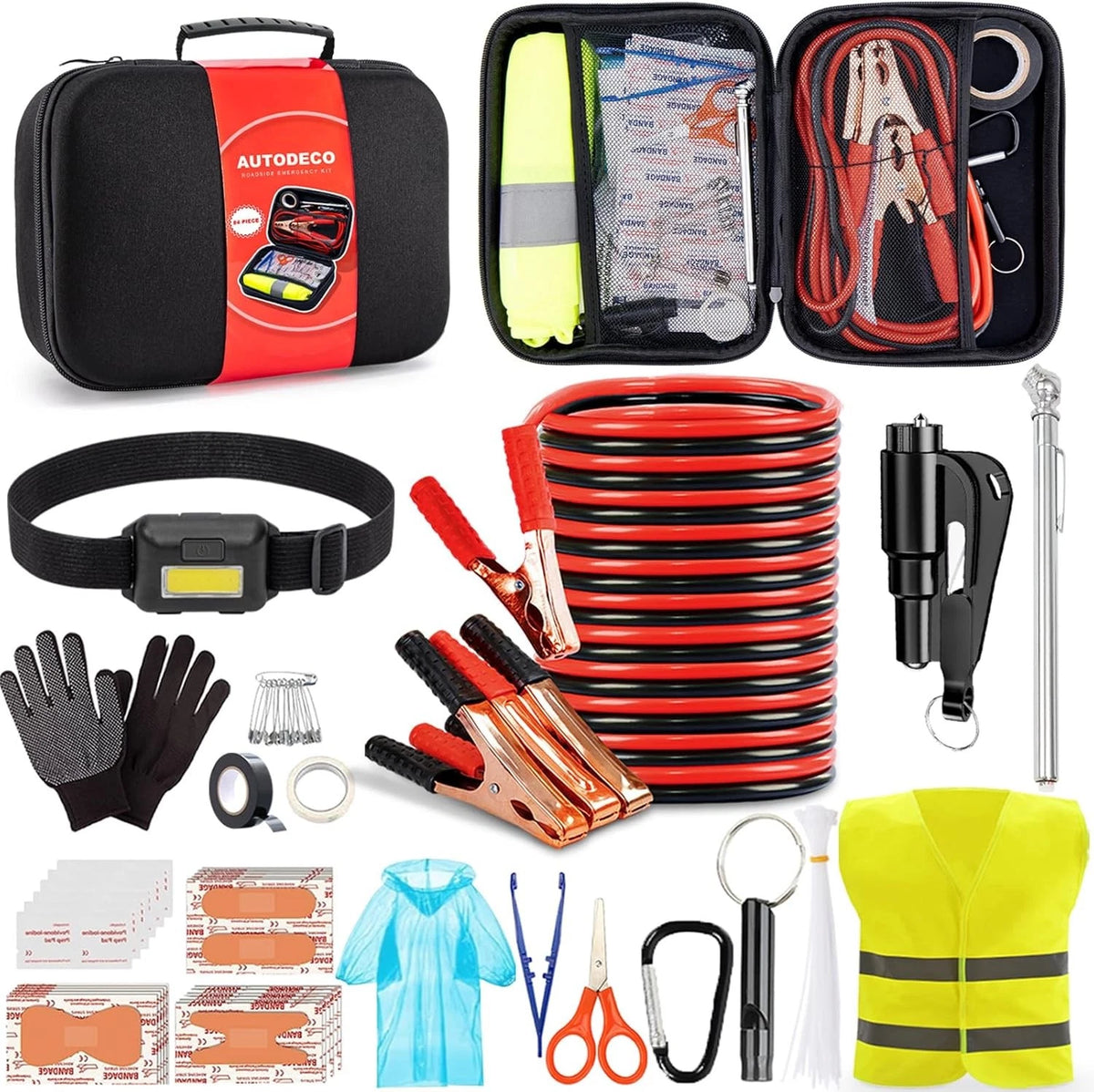 Emergency Roadside Kit for Car SUV Truck (Portable, Black)