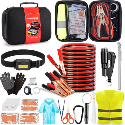 Emergency Roadside Kit for Car SUV Truck (Portable, Black)