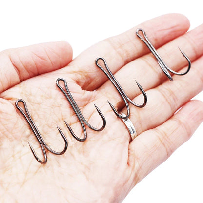50pcs Double Hooks for Fishing (High Carbon Steel)
