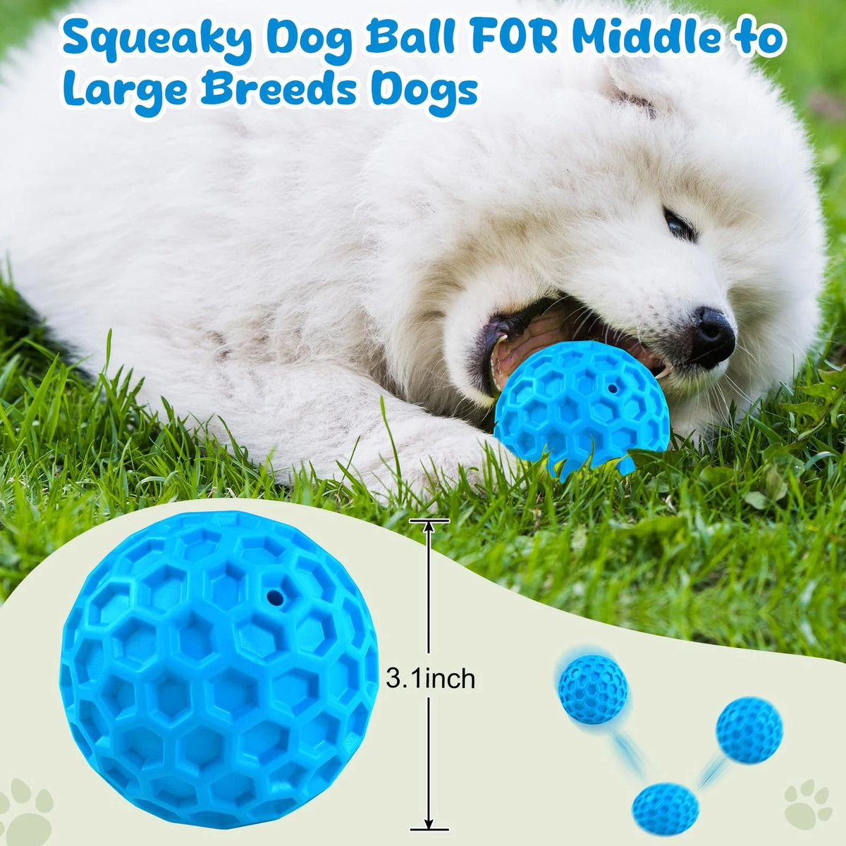 Indestructible Squeaky Dog Toys for Aggressive Chewers - Blue
