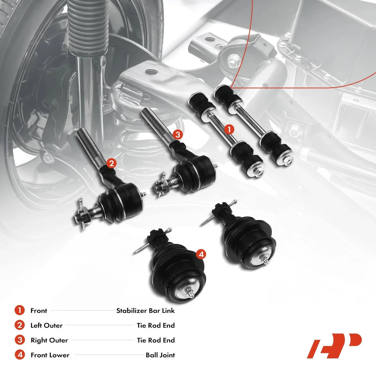 Set of 6 Front Sway Bar Link Tie Rod Ends for Ford F-150 (1997–2003)