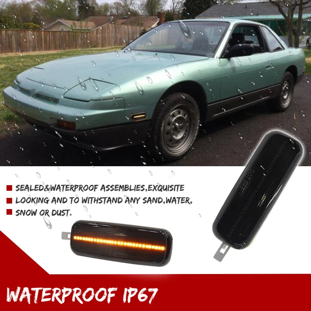 Smoked LED Front Side Marker Lights for Nissan 240SX S13 (1989–1994)