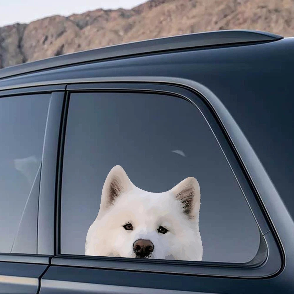 Set of 4 Samoyed Dog Stickers for Laptop Luggage Refrigerator