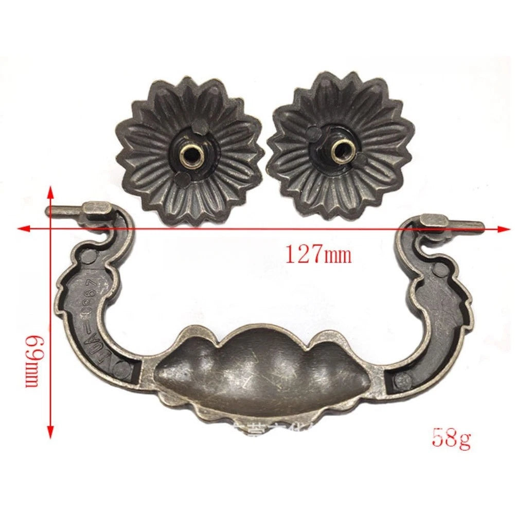 2X Zinc Alloy Double Hole Door Handle for Cabinet Wardrobe 127x98x55mm