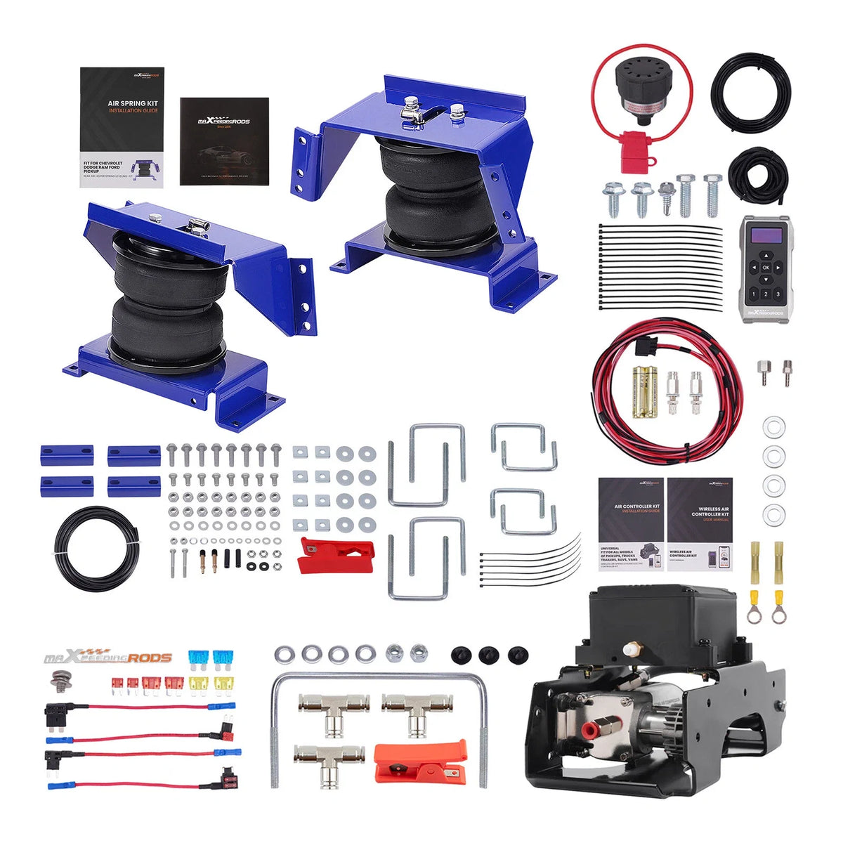 Air Springs Tow Assist Rear & Wireless Compressor Kit for GMC C1500 C2500 C3500 (1999–2007)