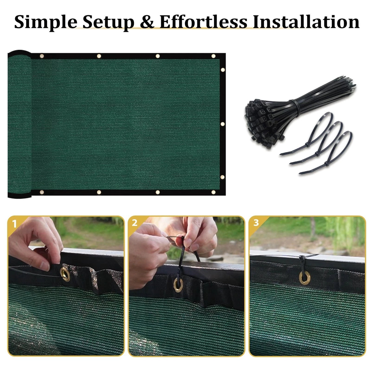 4x50 Heavy Duty Privacy Screen for Outdoor Use - Green 170 GSM HDPE Mesh