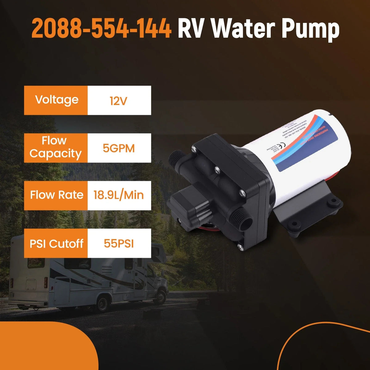 12V Electric Water Pump for Marine Yacht and Irrigation (55 PSI)