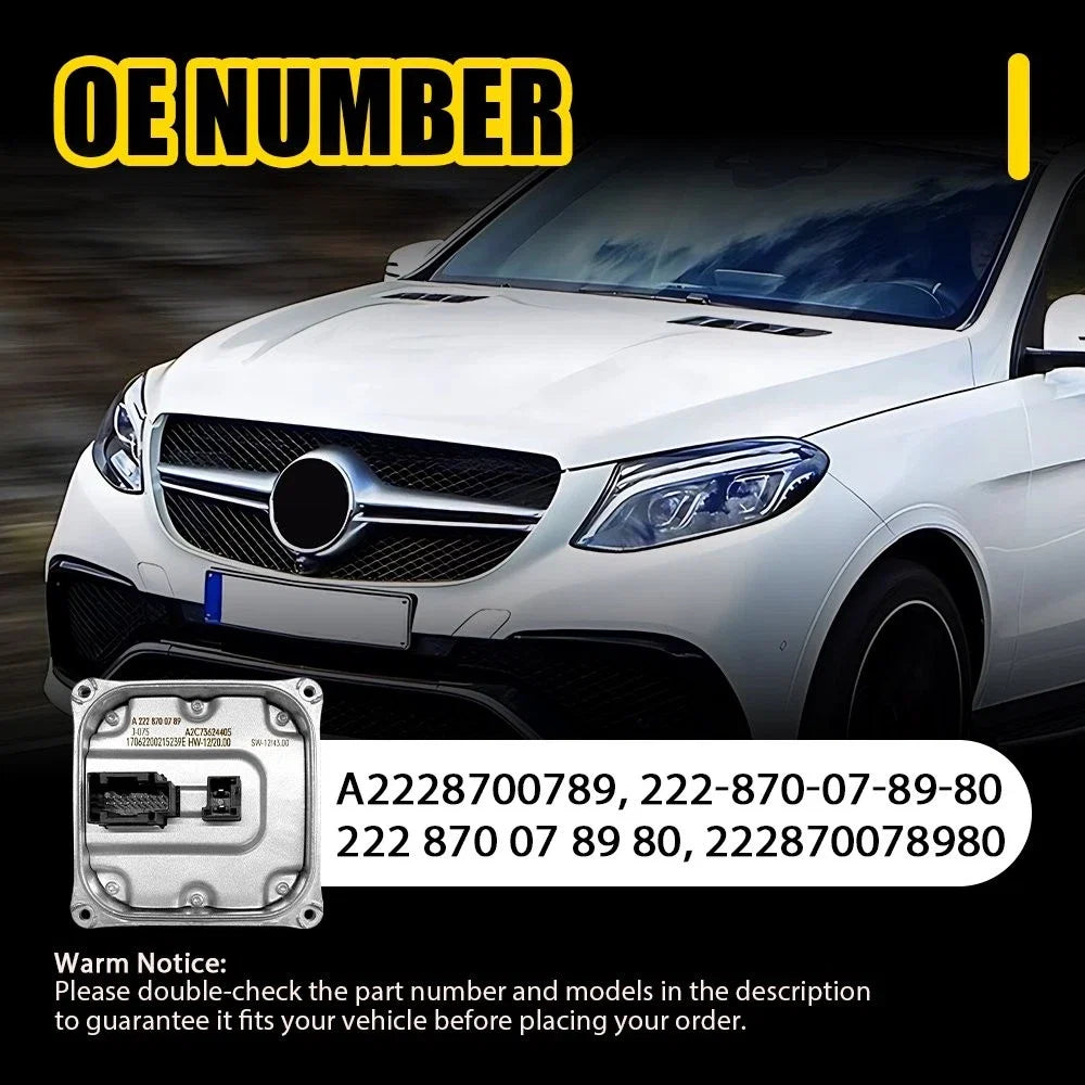 2X LED Headlight Ballast Control Module for Mercedes GLE300 C300 E350 S550 (2014–2018)