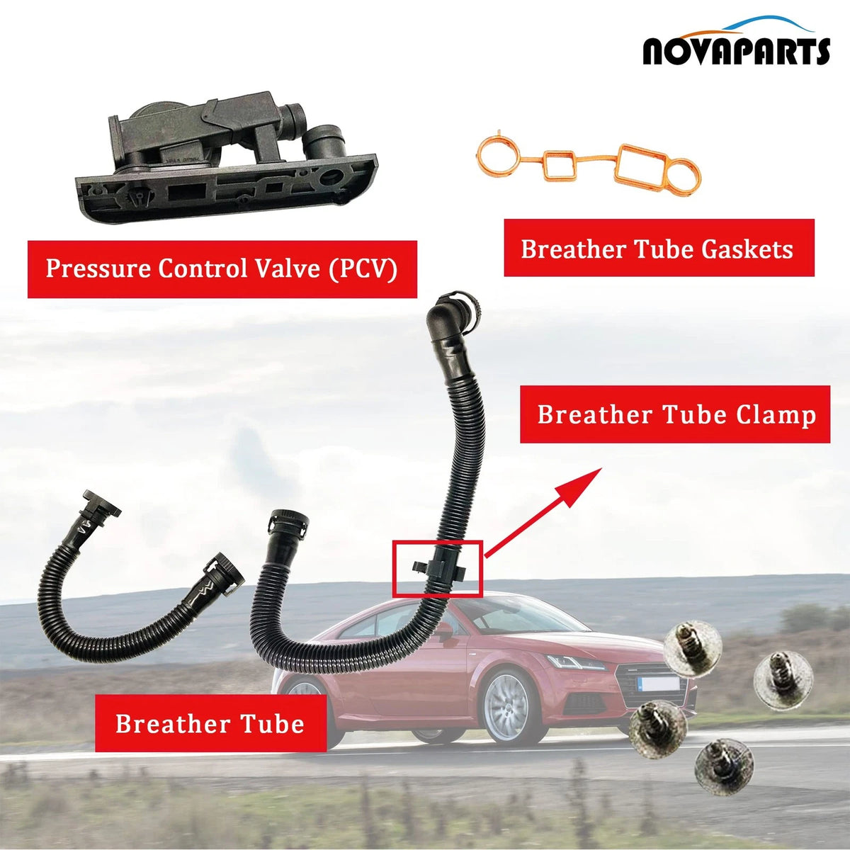 PCV Valve Crankcase Breather Hose Kit for Audi VW (2006–2015)