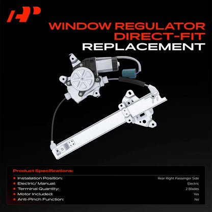 Rear Right Power Window Regulator with Motor for Nissan Altima (2007–2012) 82720-JA000, 82720JA000, 748-527