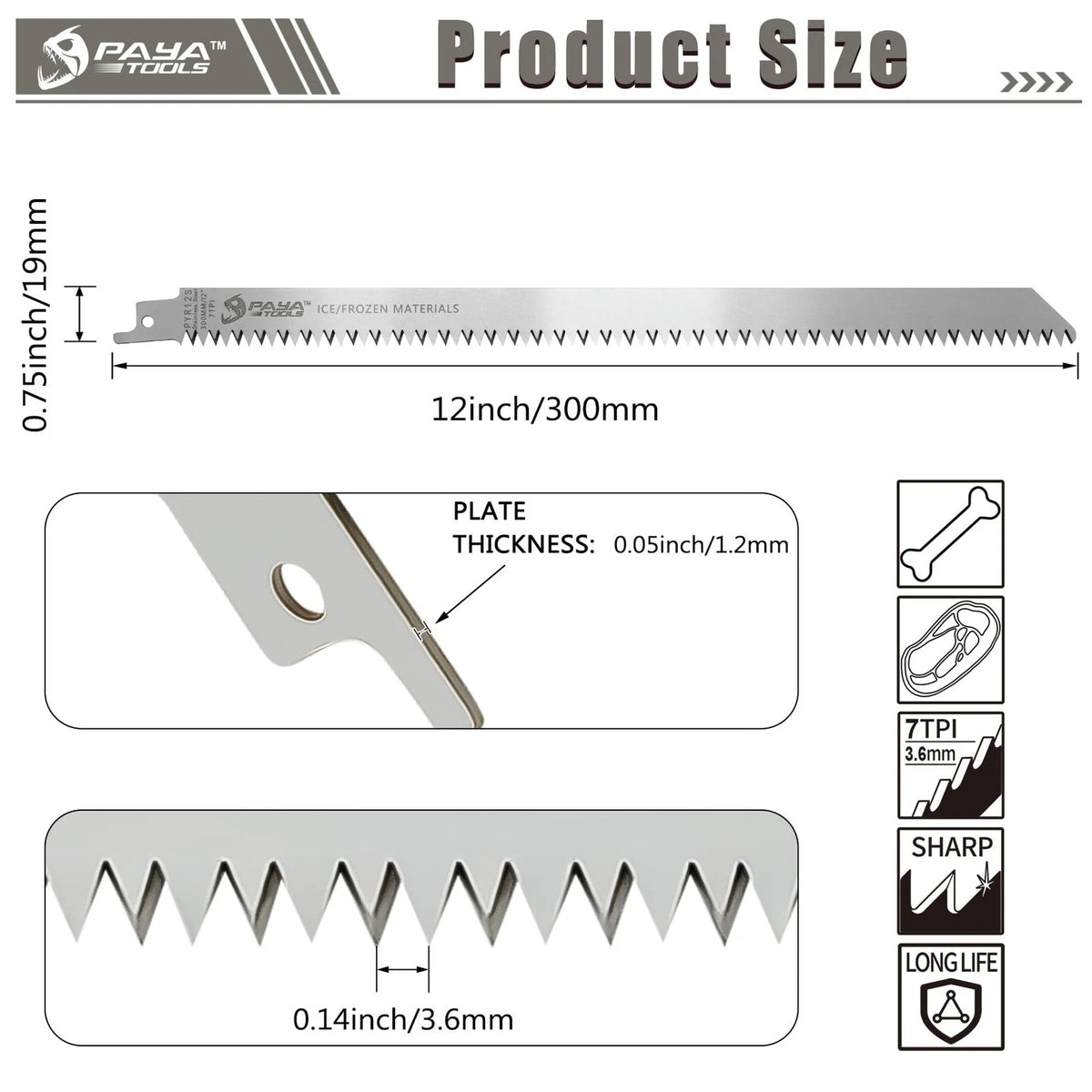 12-Inch Stainless Steel Reciprocating Saw Blades (Set of 2)