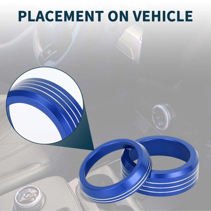 2X Media Volume Gear Shift Switch Knob Cover Ring for Ford Mach-E (2021–2024) Blue
