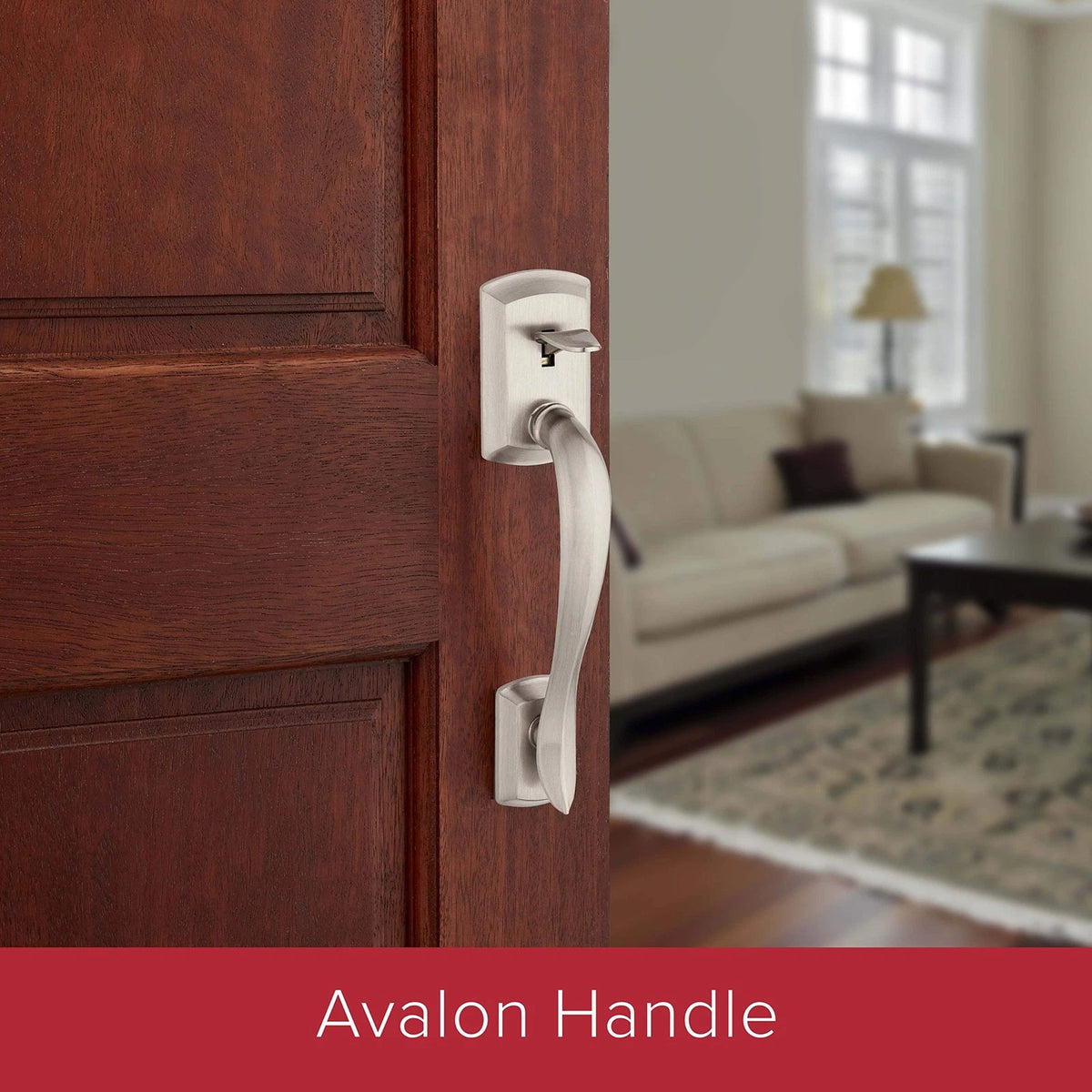 Kwikset Avalon Front Door Handle for Entry (No Lock, Satin Nickel)