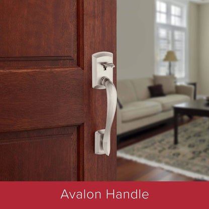 Kwikset Avalon Front Door Handle for Entry (No Lock, Satin Nickel)