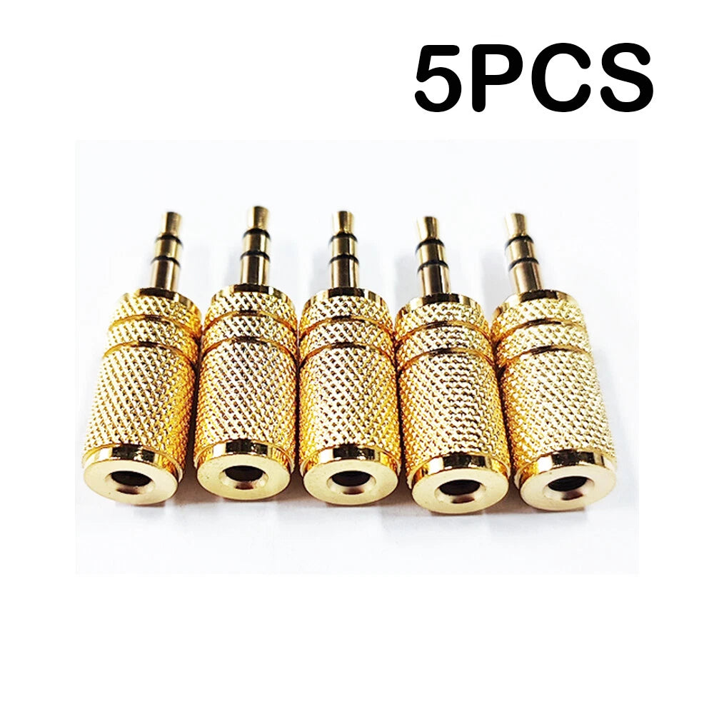 5Pcs 3.5mm Stereo TRS Male to Mono TS Female Audio Adapter