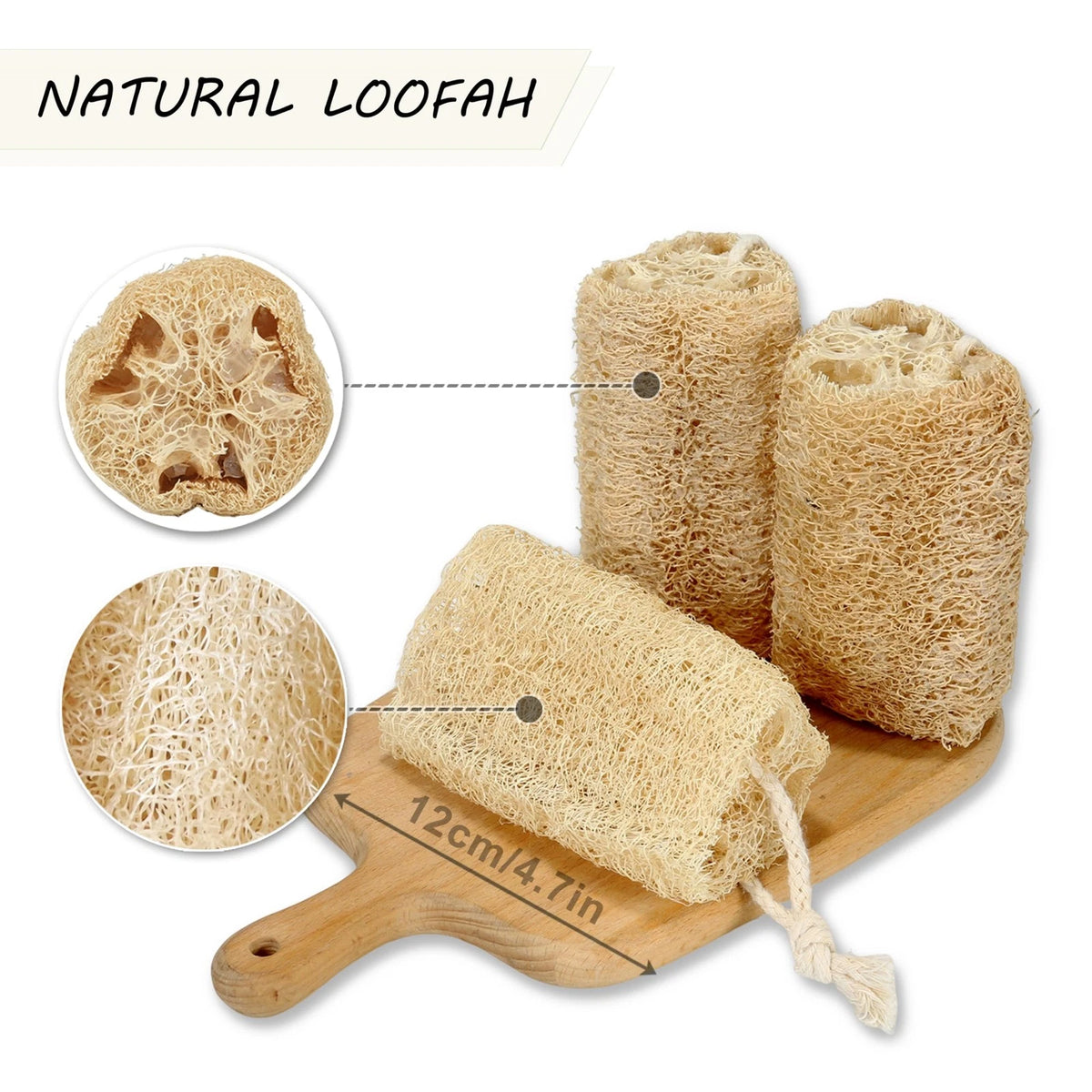 Set of 6 Natural Loofah Sponges for Exfoliating Body Scrubber