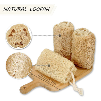 Set of 6 Natural Loofah Sponges for Exfoliating Body Scrubber