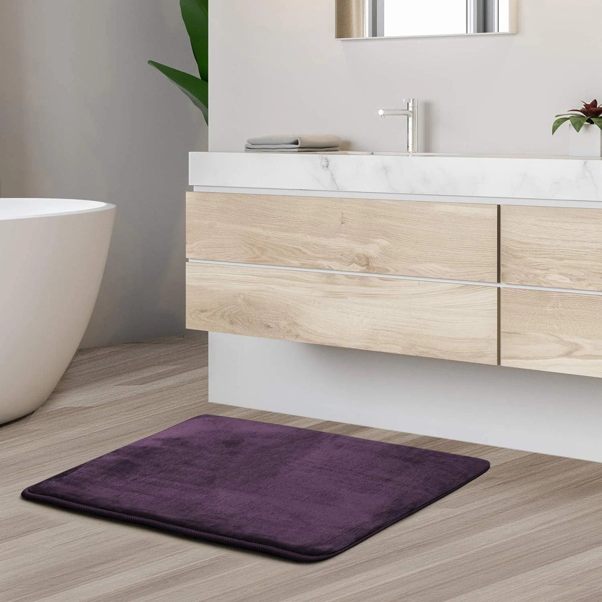 Set of 2 Non-Slip Velvet Memory Foam Bath Mats - Machine Washable