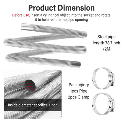 1" ID Stainless Steel Diesel Heater Exhaust Pipe for (78.7")