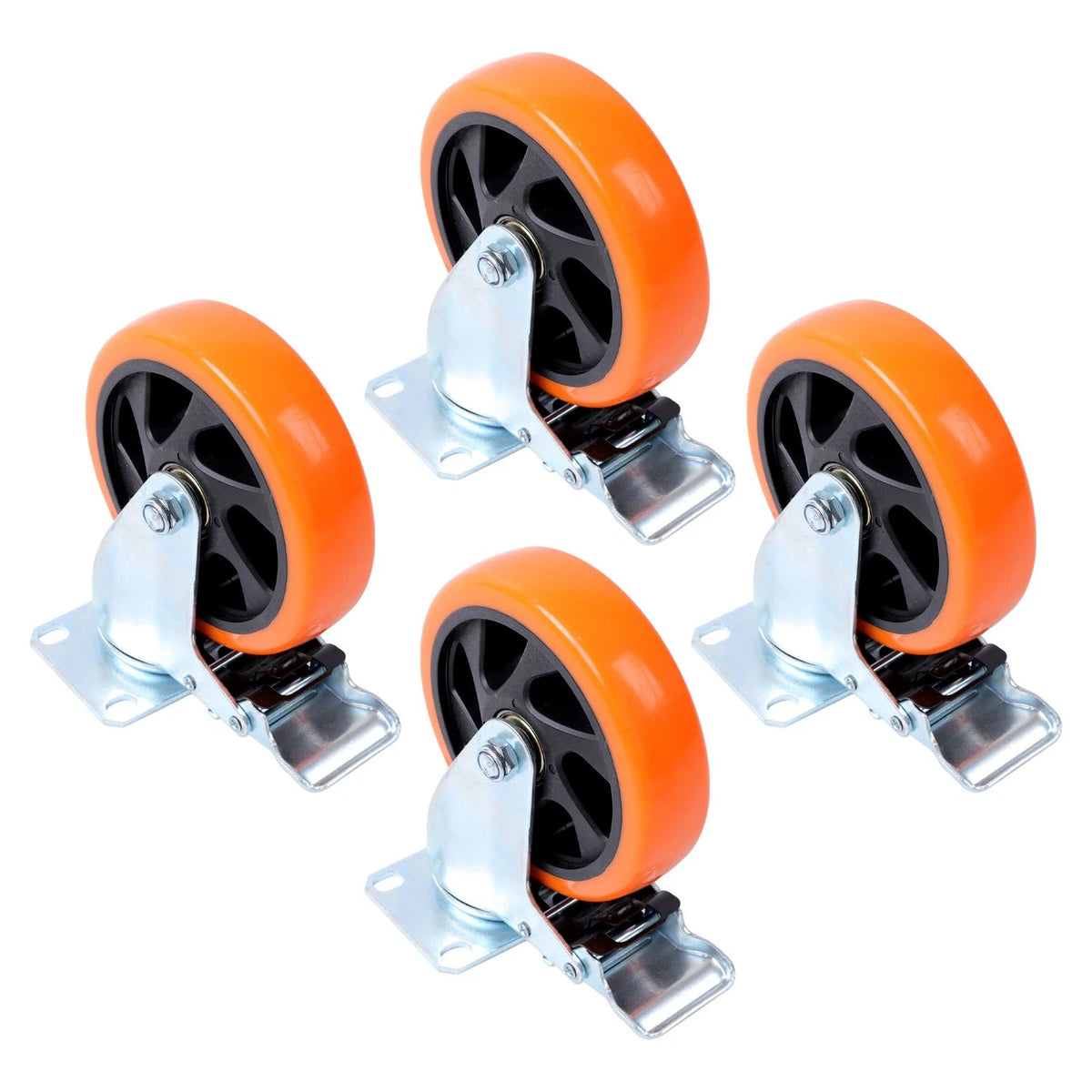 Set of 4 Heavy Duty 5 Inch Swivel Caster Wheels with Dual Locking