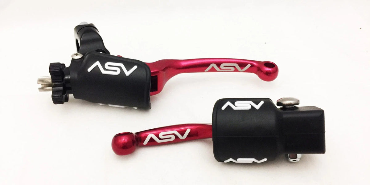 ASV F3 Front Brake Clutch Perch Levers Set of 2 Red Dust Covers for Suzuki RMZ 250 RMZ 450 (2007–2023)