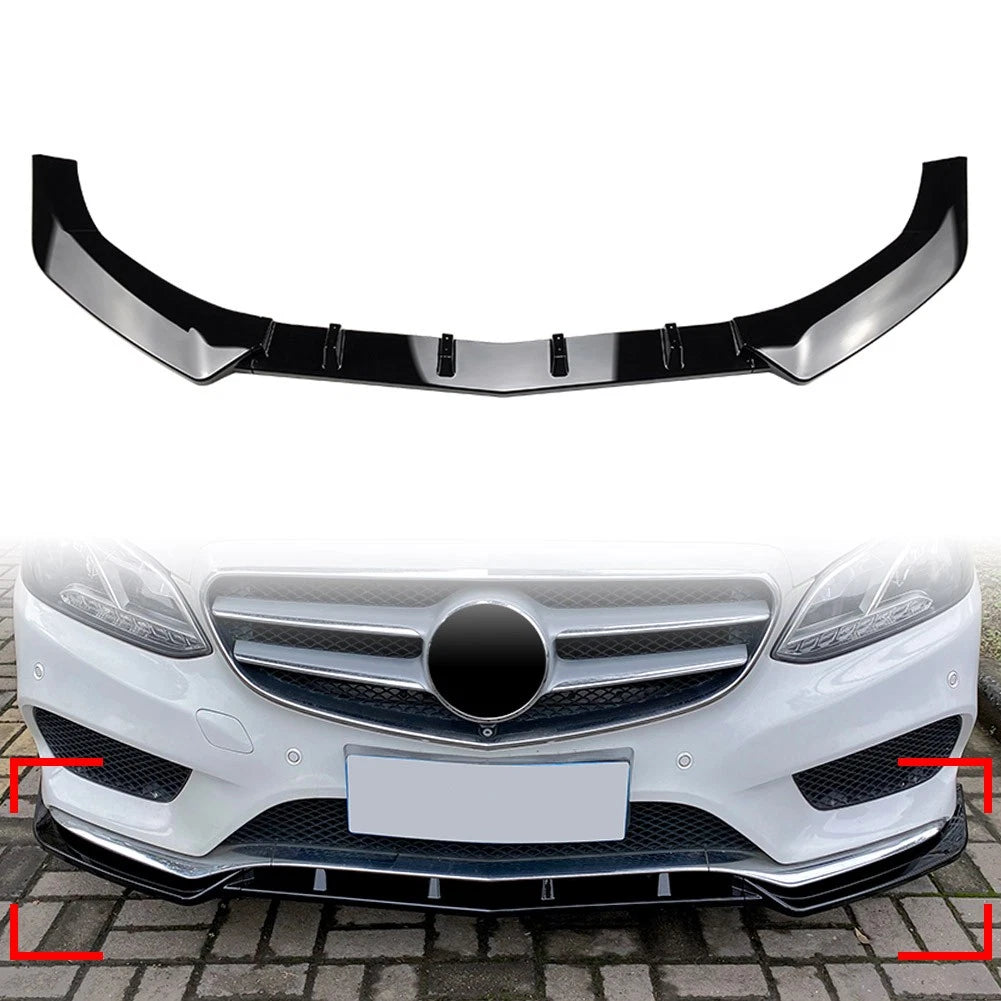 Front Bumper Lip Spoiler Kit for Benz E Class W212 (2013–2015) Black