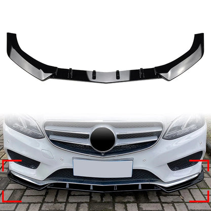 Front Bumper Lip Spoiler Kit for Benz E Class W212 (2013–2015) Black