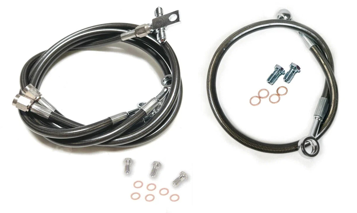 Streamline Steel Braided Brake Lines for Banshee 350 (Smoke, +0" Front, +10" Rear)