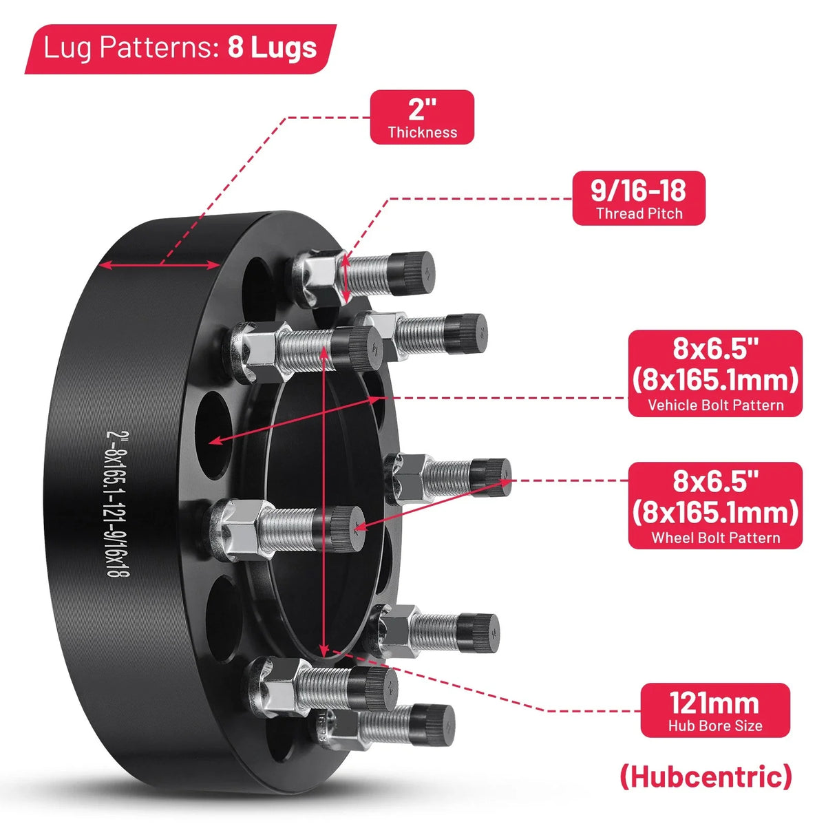 2X 2" Hubcentric Wheel Spacers 8x6.5 8x165.1mm for Ram 3500