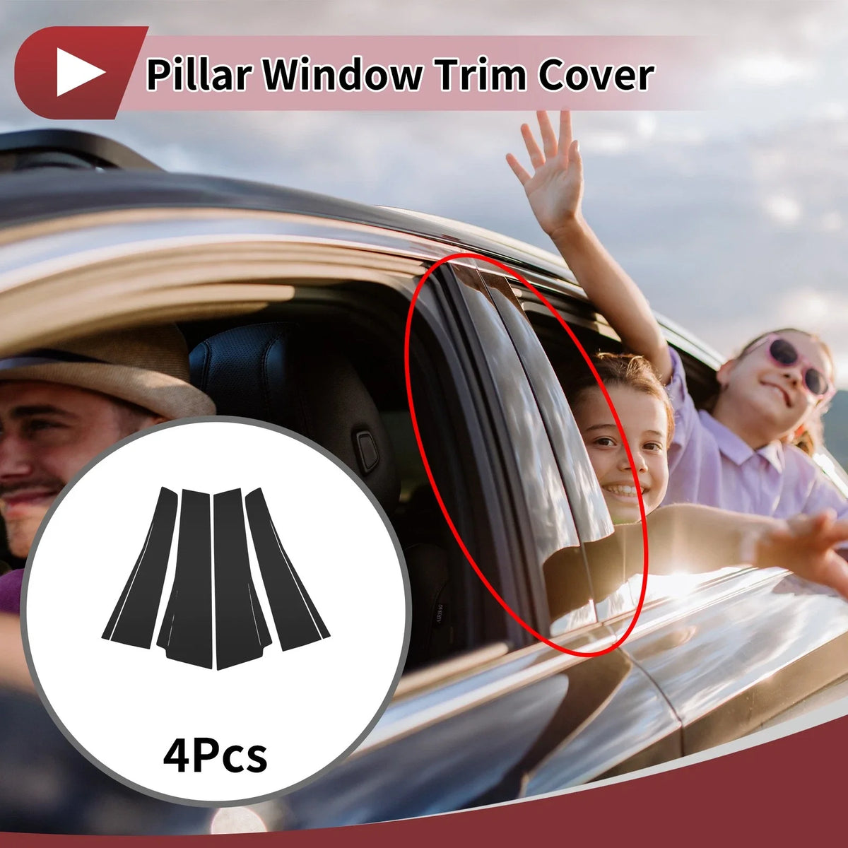 Set of 4 Car Door Pillar Window Trim for Toyota Alphard (2015–2023) Black