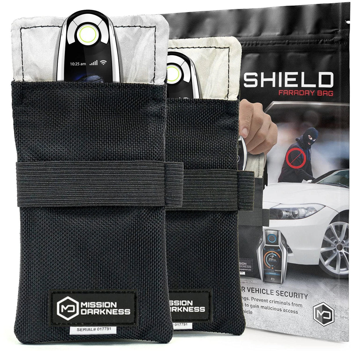 2X Mission Darkness Faraday Bag for Keyfobs (RF 2 Pack, Black)