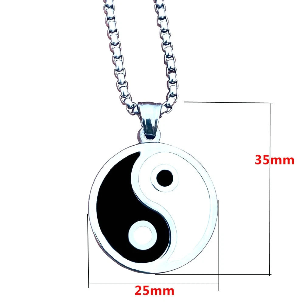 Ying Yang Pendant Necklace for Men - Stainless Steel Protection Amulet
