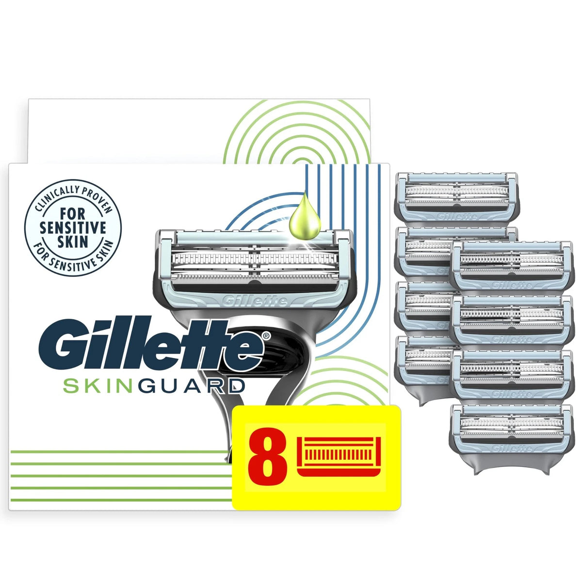 8 Count Razor Blade Refills for Gillette SkinGuard