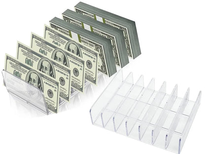 2X Acrylic Money Organizer Cash Trays with 7 Section Dividers