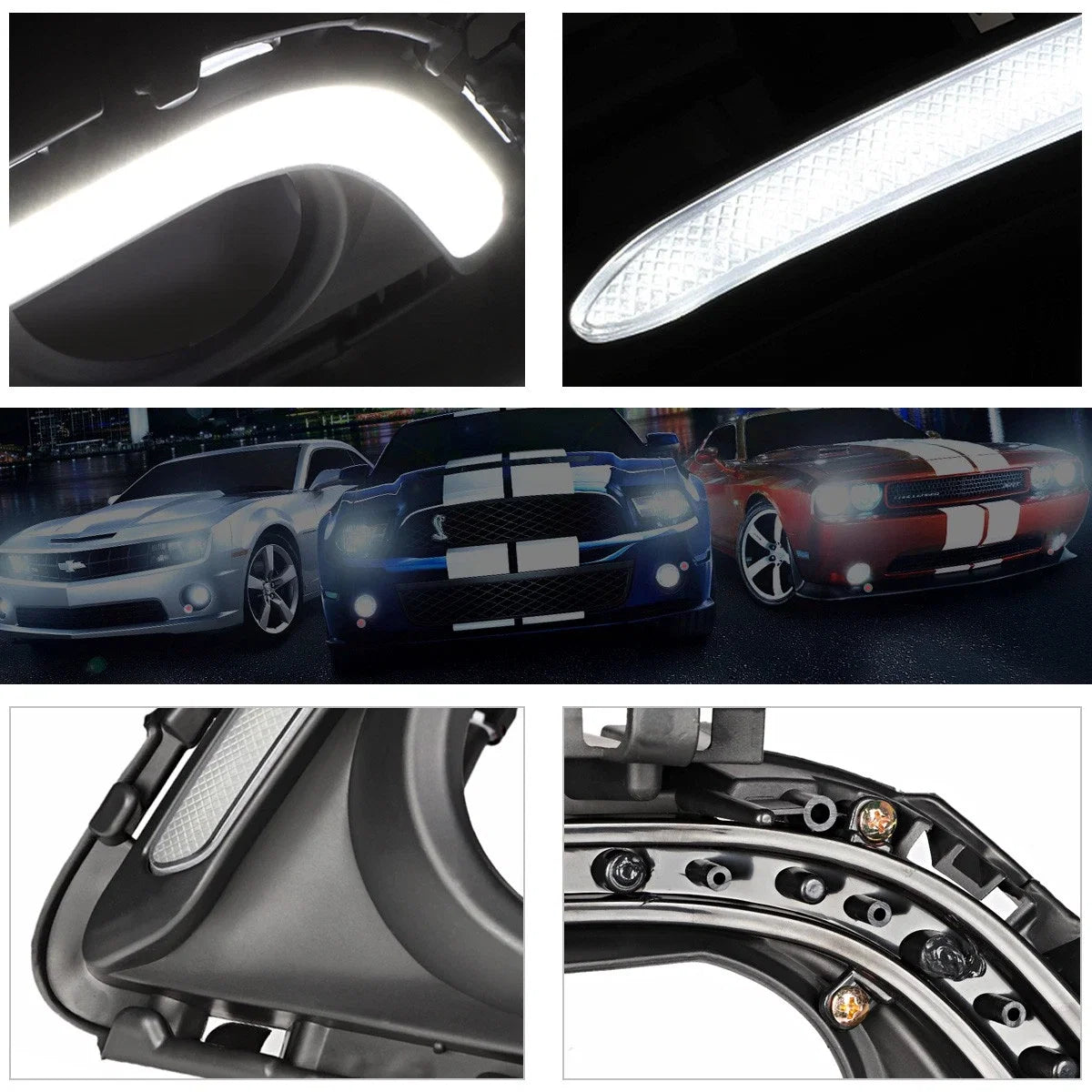 Clear Lens Front Bumper Fog Light Bezel Cover with LED DRL for Mazda 6 (2014–2016)