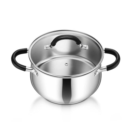 4 Qt Stainless Steel Stock Pot with Lid for Cooking Soup