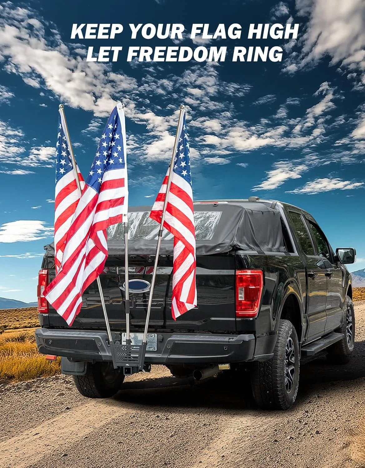 Triple Hitch Flag Pole Holder for Standard 2 Inch Receivers