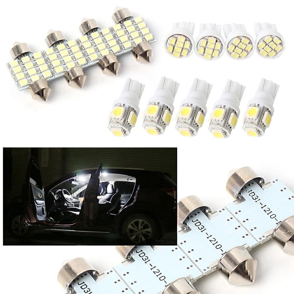 13x LED White Lights Kit for Car Interior Dome License Plate Lamp