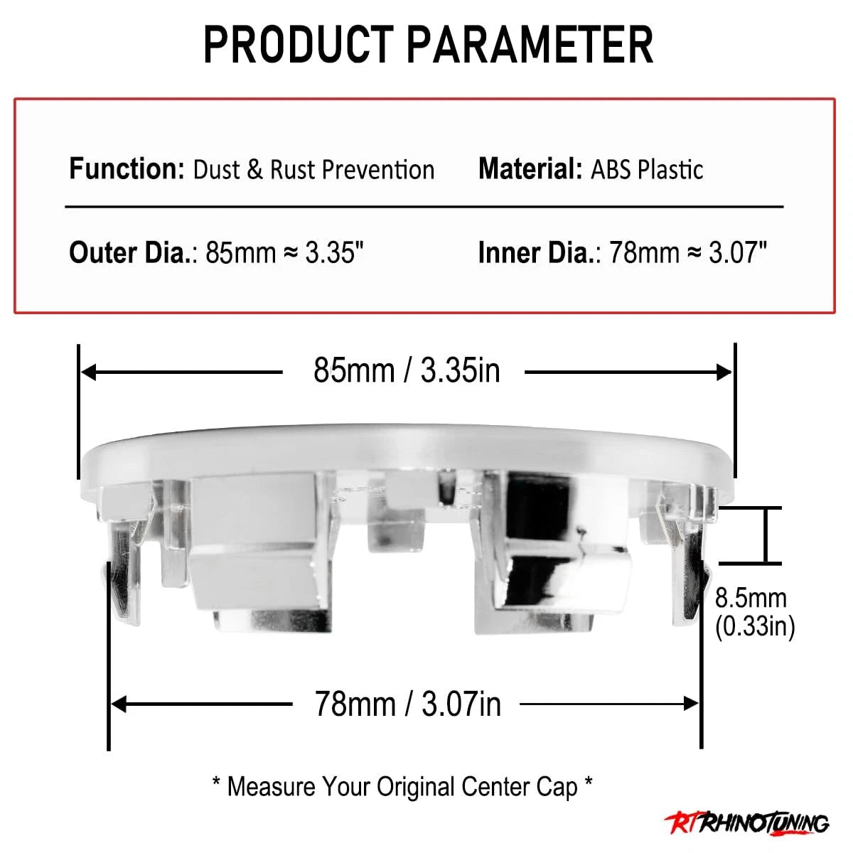 85mm Chrome Exhaust Tip for Universal Fit (3.35in OD, 3.07in ID)