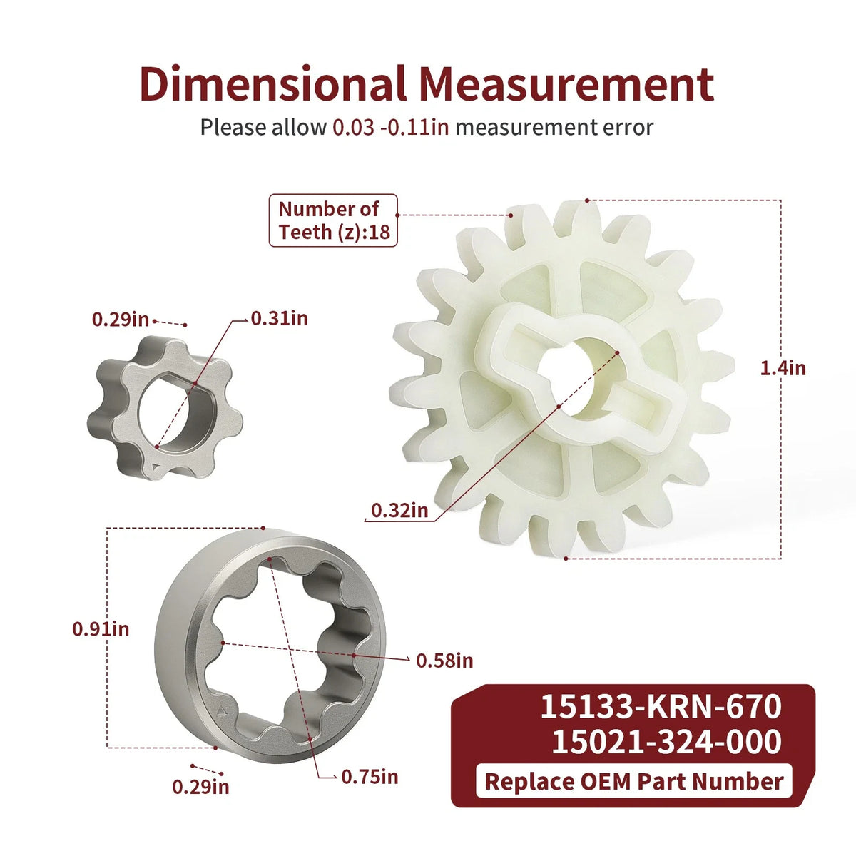 Oil Pump Driven Gear & Oil Pump Rotor Set for Honda CRF250R (2004–2009)