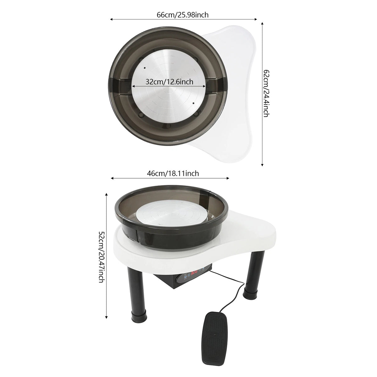 12.6in Ceramic Pottery Wheel for DIY Art Craft