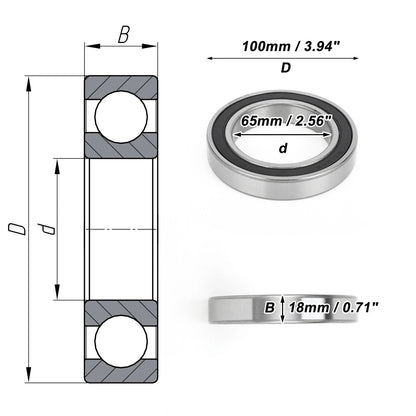 Deep Groove Ball Bearing 6013DDU for Scooter Skateboard (P0 65x100x18mm)