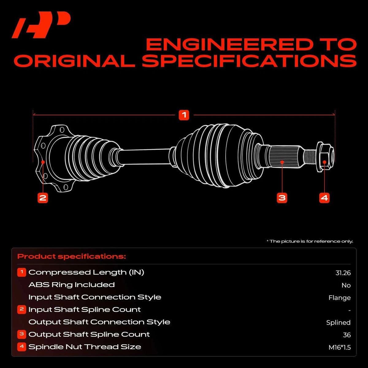 Front Right CV Axle Assembly for VW Jetta Passat Golf CC Eos Audi A3 (1700-519164, AD-8127)