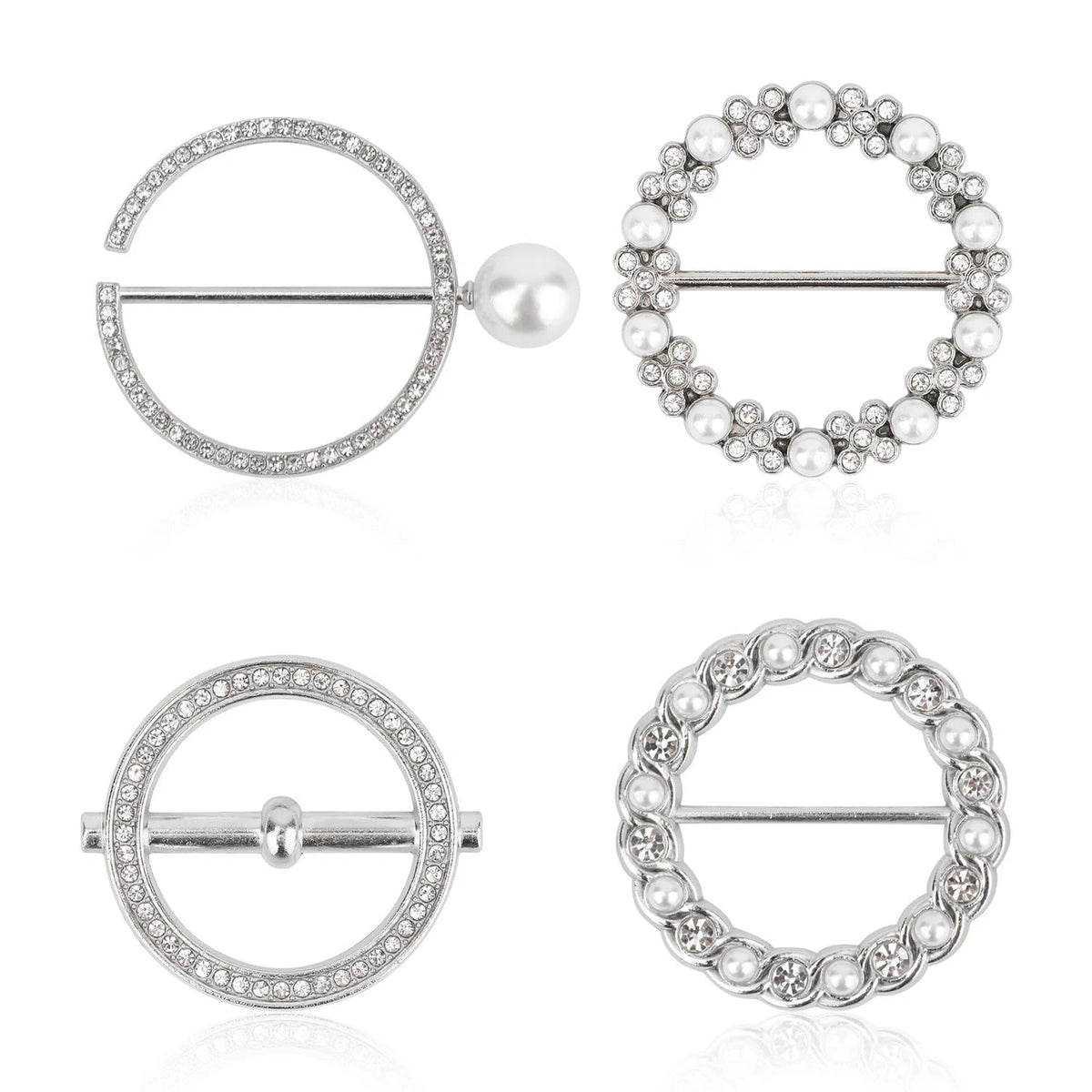Set of 4 Scarf Ring Clips for T-Shirt Tie Waist Cinch - Silver