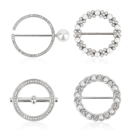 Set of 4 Scarf Ring Clips for T-Shirt Tie Waist Cinch - Silver