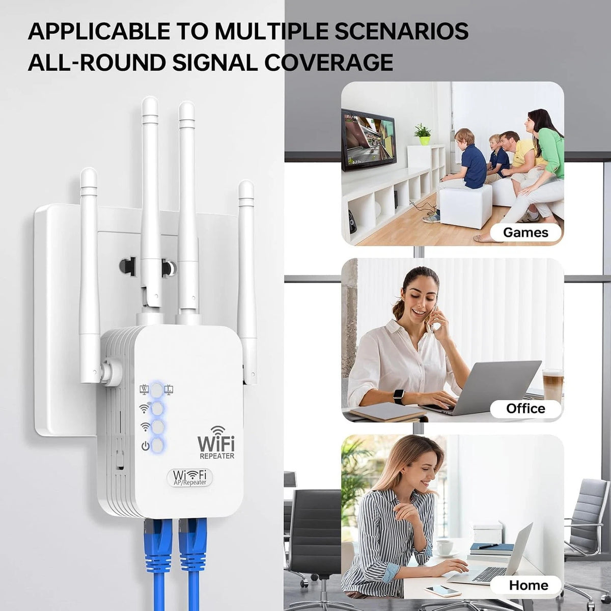 WiFi Extender Signal Booster Repeater for Coverage Up to 8500 sq.ft