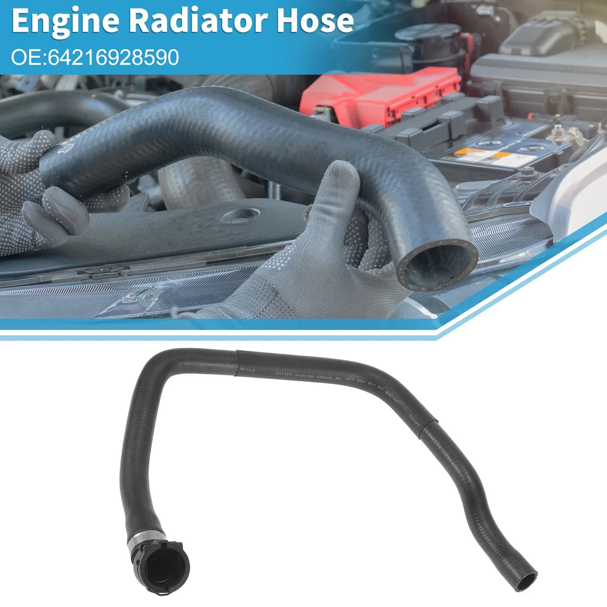 Engine Radiator Hose No.64216928590 for BMW 120i (2005–2010) Rubber Black