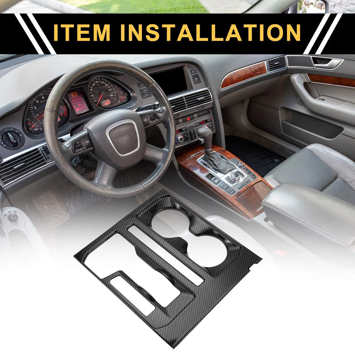 Gear Shift Panel Cover Trim for Ford F-150 (2021–2024) Carbon Fiber Pattern 1 Pc